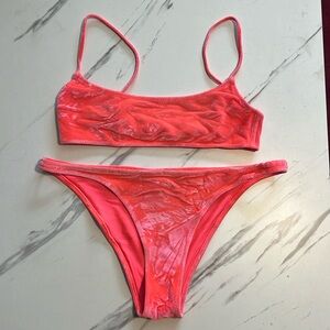 Triangle Pink Velvet Swimsuit
